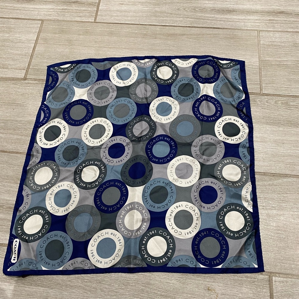Coach Blue and Gray Patterned Scarf